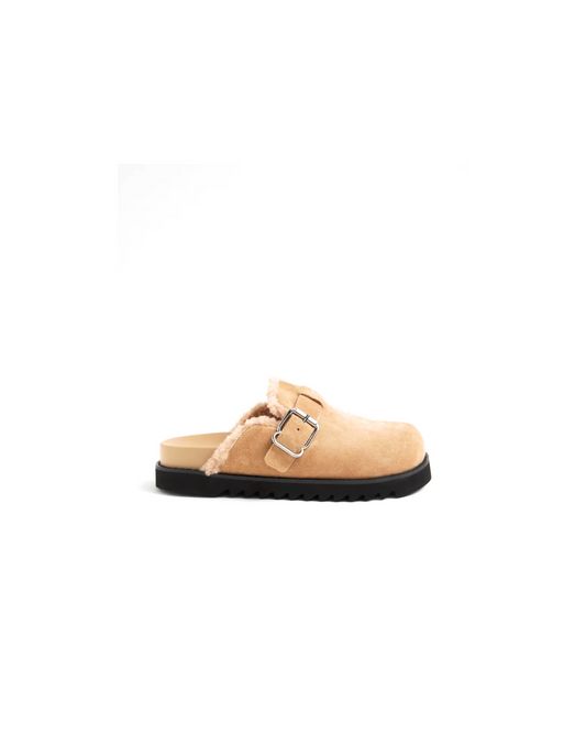 MOLLINI Merchah Camel Black Suede Mules