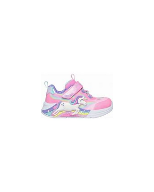 Skechers S Lights Pink Unicorn Chaser Trainers