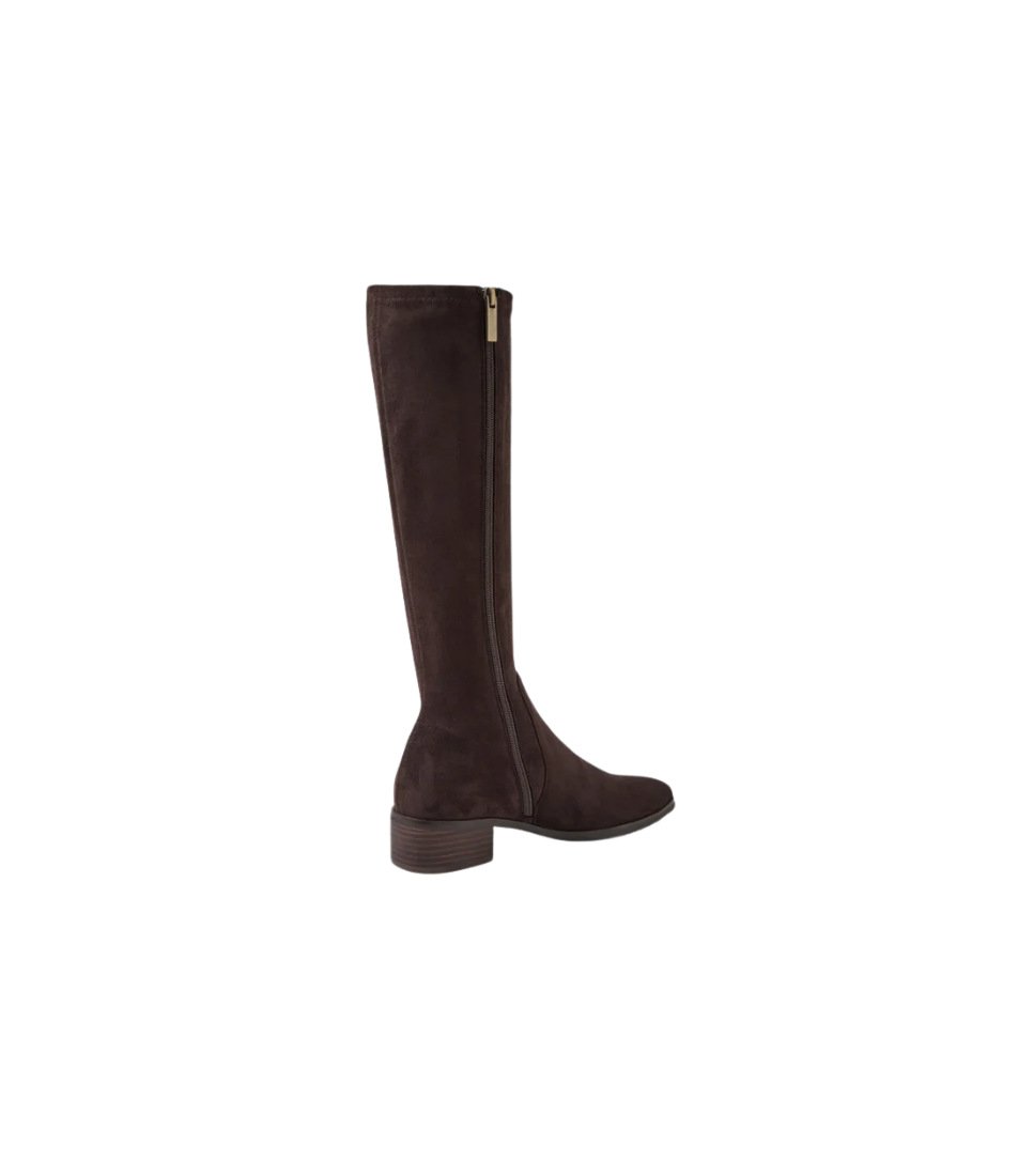 Timothie Choc Stretch Microsuede Knee High Boots - Django & Juliette