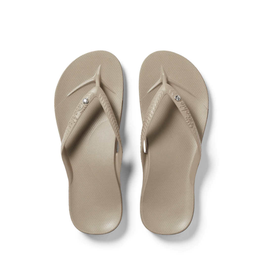 Arch Support Flip Flops - Crystal Taupe