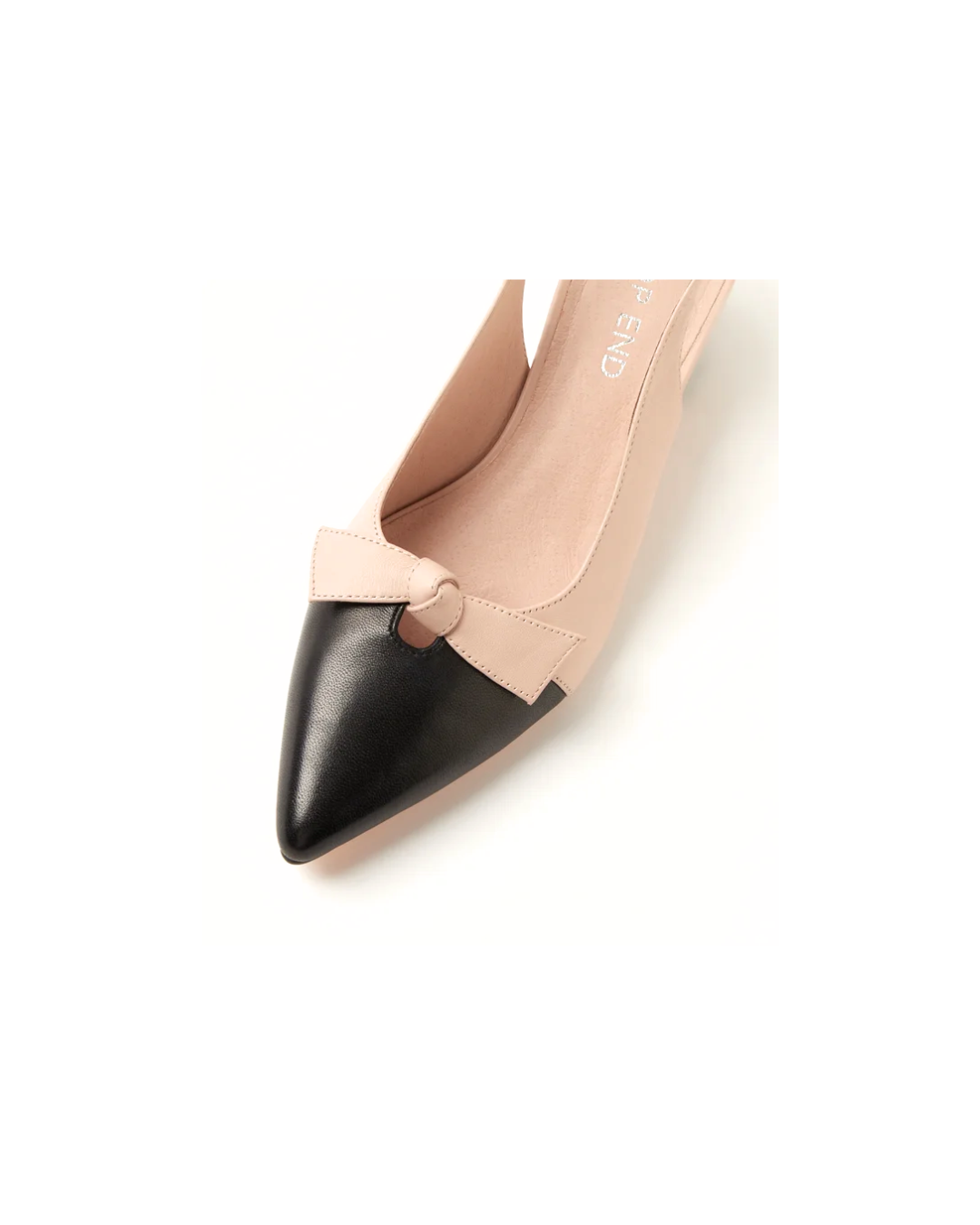 Top End Aymay Black Nude Leather Heels