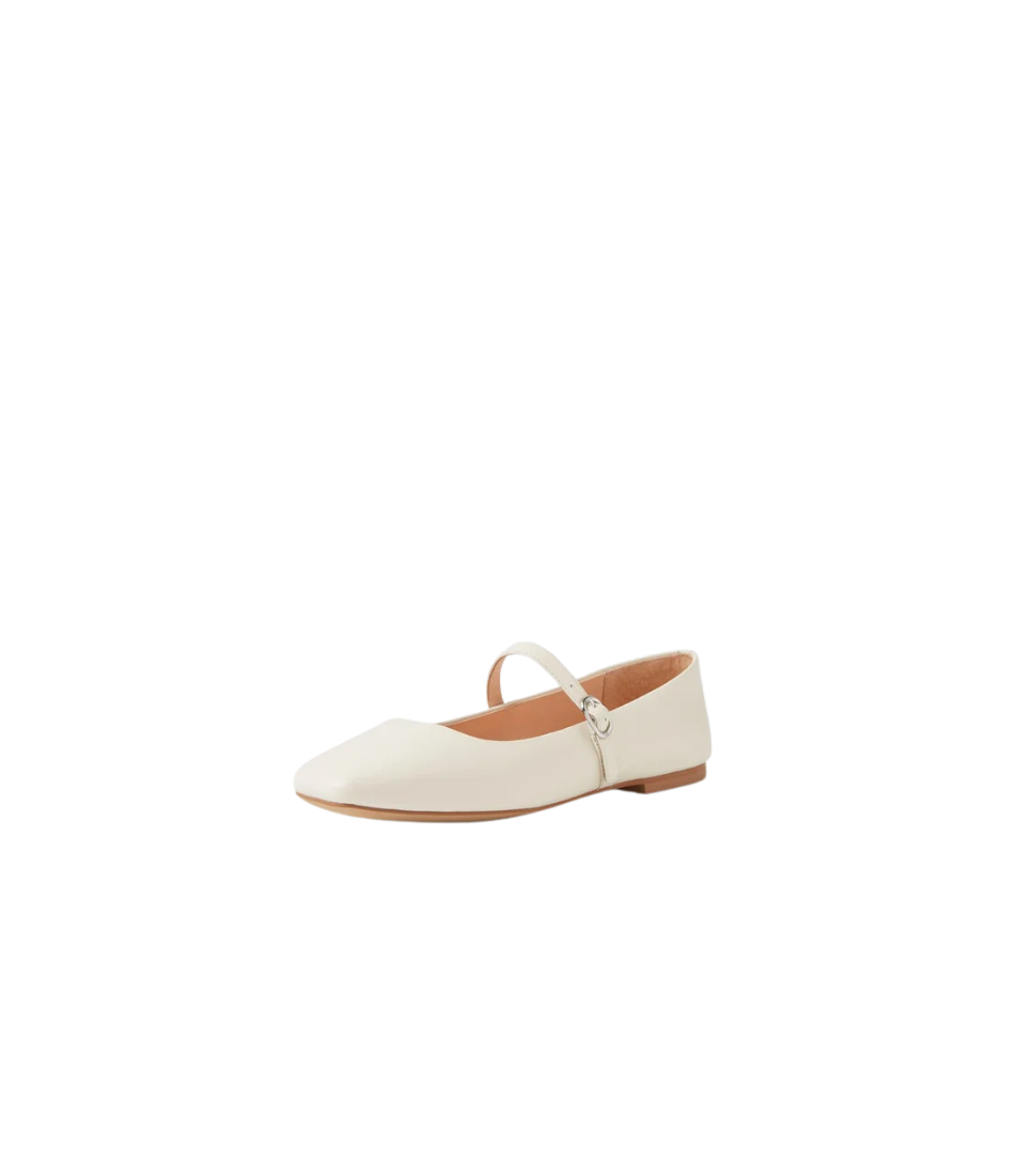 Tokena Cream Leather Ballet Flats