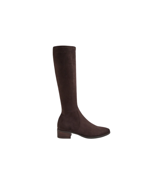 Timothie Choc Stretch Microsuede Knee High Boots - Django & Juliette