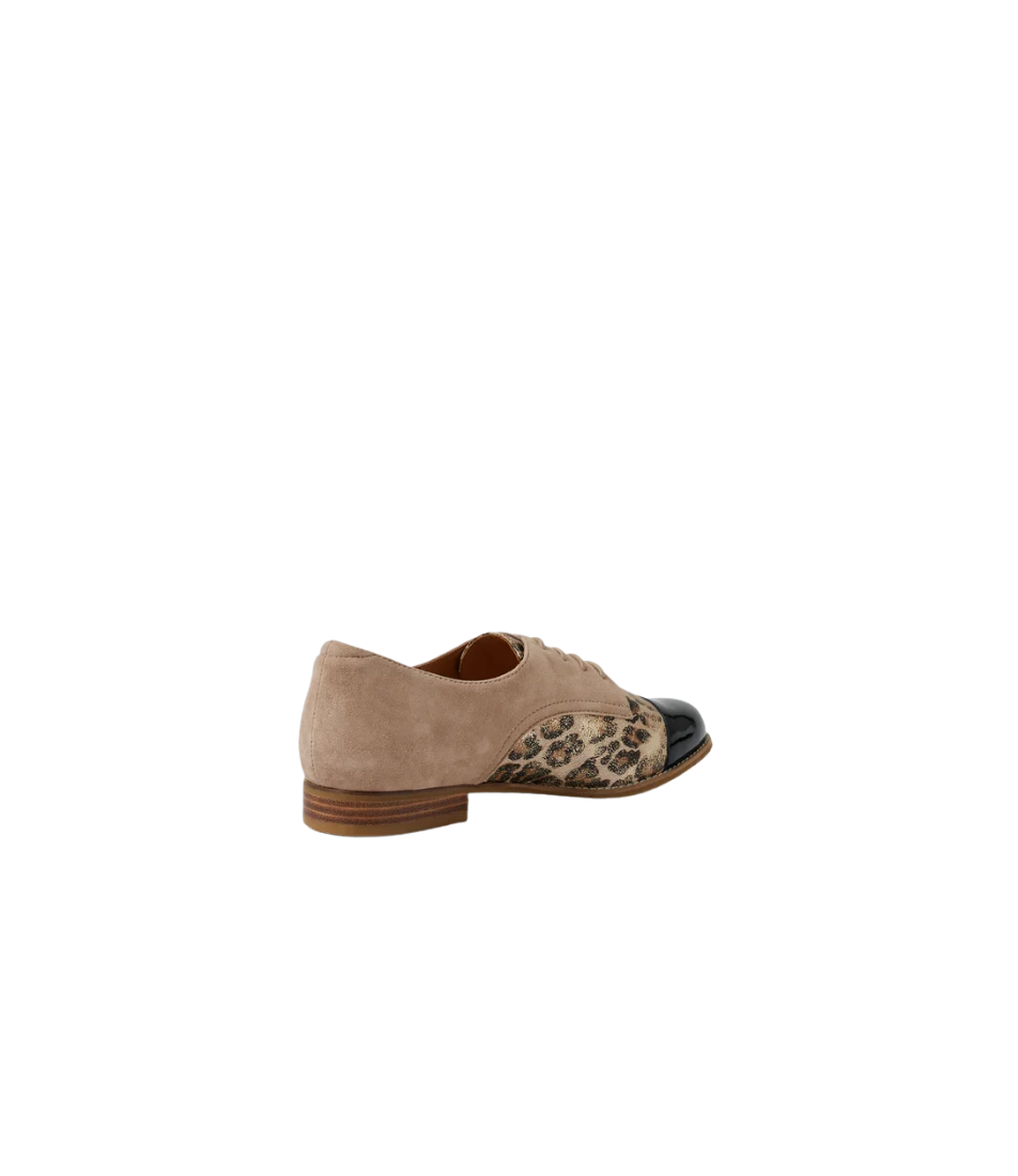 Tobin Xf Black Taupe Gold Leopard Multi Lace Up Flats