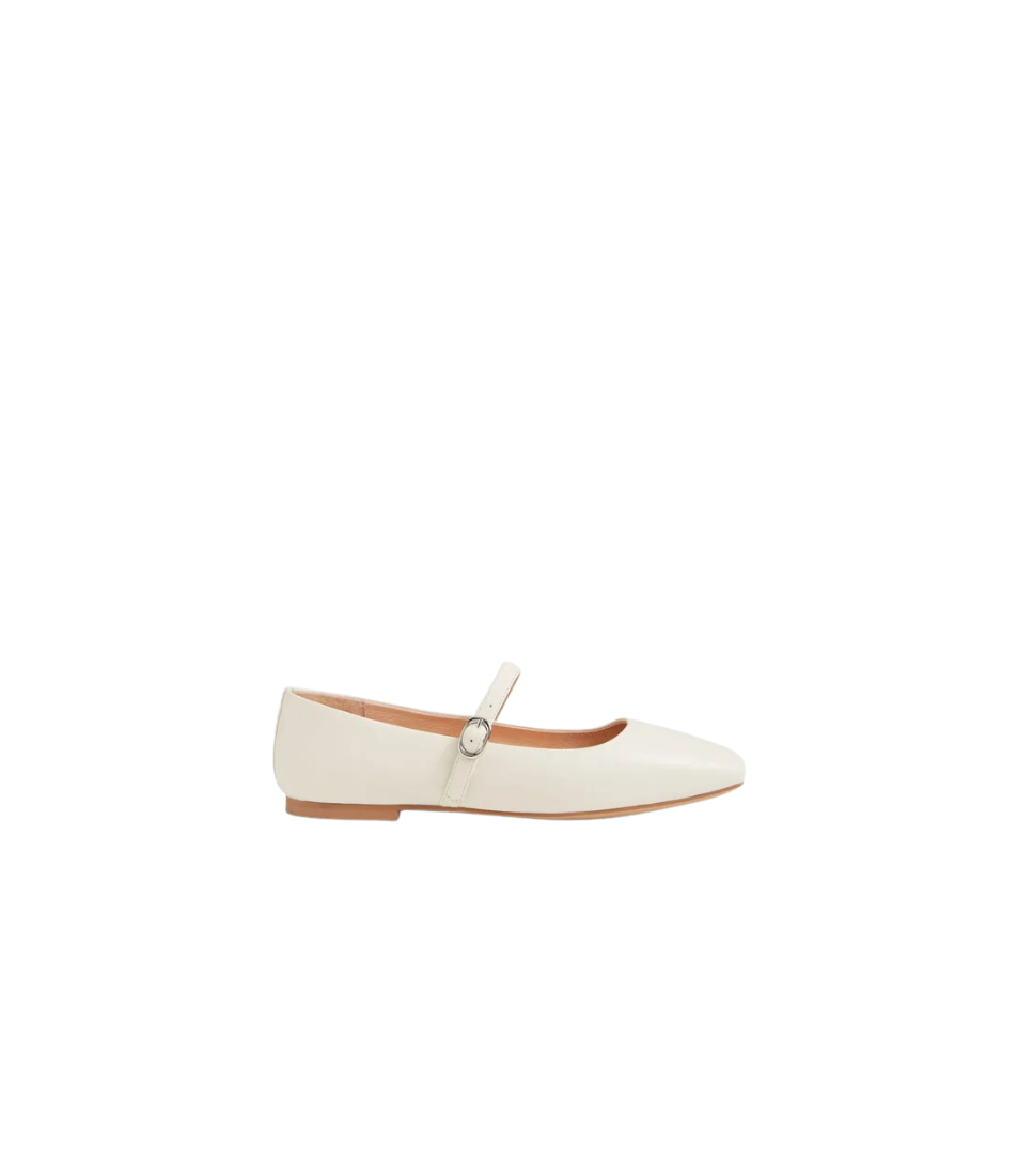 Tokena Cream Leather Ballet Flats