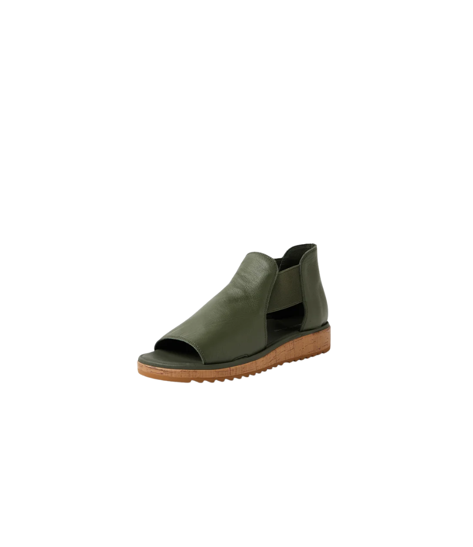 Django and Juliette Oddat Olive Gum Leather Sandals