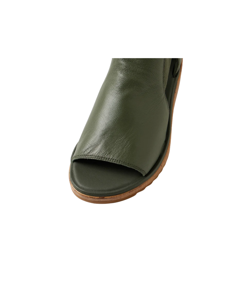Django and Juliette Oddat Olive Gum Leather Sandals