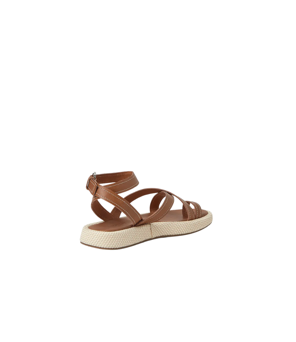 MOLLINI Anulla Chestnut Natural Leather Woven Sandals