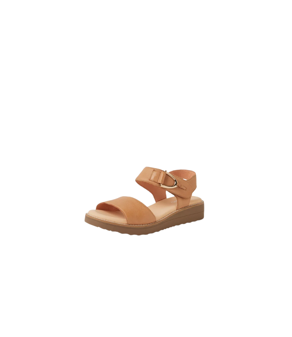 Top End Heelia Dark Tan Light Choc Leather Sandals